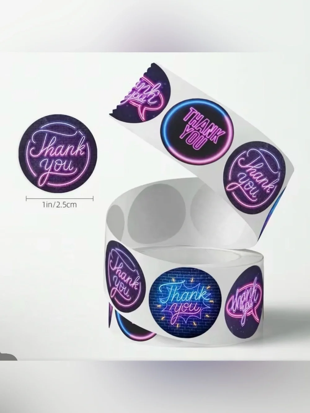 Neon Glow ‘Thank You' Round Sticker Labels - 500 Pcs